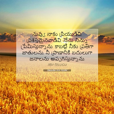Picture 07 - యెషయా 43:4 TELIRV - నువ్వు నాకు - Bible Verse Picture