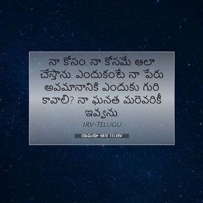 Picture 07 - యెషయా 48:11 TELIRV - నా కోసం, నా కోసమే - Bible Verse Picture
