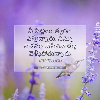 Picture 07 - యెషయా 49:17 TELIRV - నీ పిల్లలు త్వరగా - Bible Verse Picture