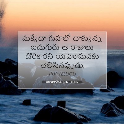 Picture 07 - యెహోషువ 10:17 TELIRV - మక్కేదా గుహలో - Bible Verse Picture