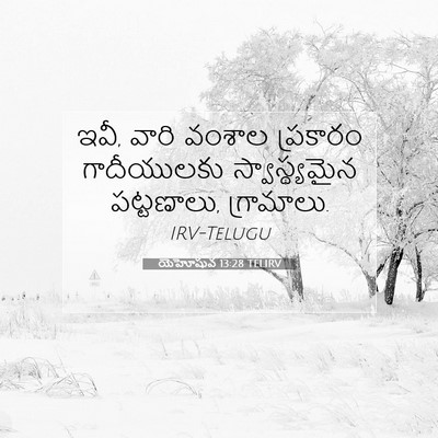 Picture 07 - యెహోషువ 13:28 TELIRV - ఇవీ, వారి వంశాల - Bible Verse Picture