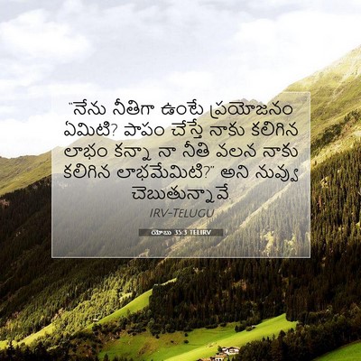 Picture 07 - యోబు 35:3 TELIRV - “నేను నీతిగా ఉంటే - Bible Verse Picture