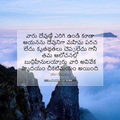 Picture 07 - రోమీయులకు 1:21 TELIRV - వారు దేవుణ్ణి - Bible Verse Picture