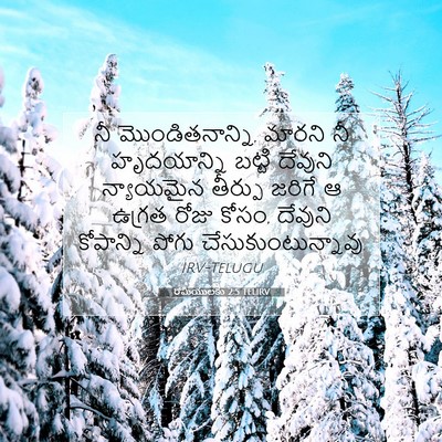 Picture 07 - రోమీయులకు 2:5 TELIRV - నీ మొండితనాన్ని, - Bible Verse Picture