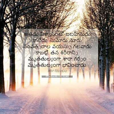 Picture 07 - రోమీయులకు 4:19 TELIRV - అతడు విశ్వాసంలో - Bible Verse Picture