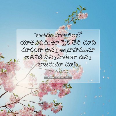 Picture 07 - లూకా 16:23 TELIRV - “అతడు పాతాళంలో - Bible Verse Picture
