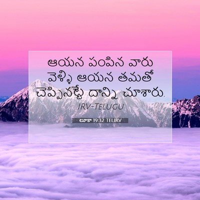 Picture 07 - లూకా 19:32 TELIRV - ఆయన పంపిన వారు - Bible Verse Picture