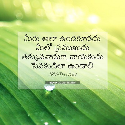 Picture 07 - లూకా 22:26 TELIRV - మీరు అలా ఉండకూడదు. - Bible Verse Picture