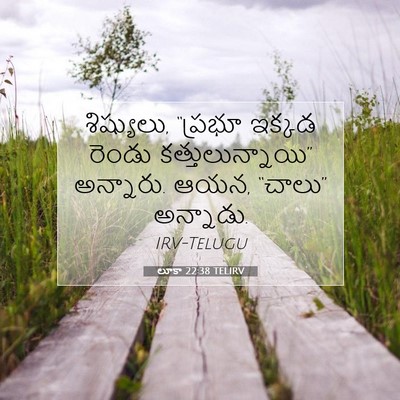 Picture 07 - లూకా 22:38 TELIRV - శిష్యులు, “ప్రభూ - Bible Verse Picture
