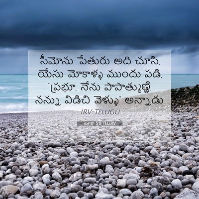 Picture 07 - లూకా 5:8 TELIRV - సీమోను పేతురు అది - Bible Verse Picture