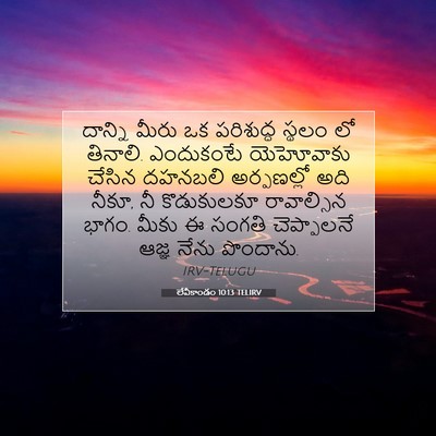 Picture 07 - లేవీకాండం 10:13 TELIRV - దాన్ని మీరు ఒక - Bible Verse Picture