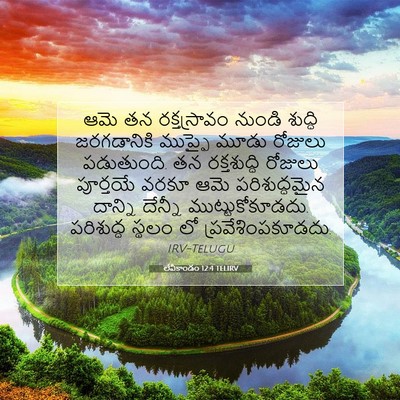 Picture 07 - లేవీకాండం 12:4 TELIRV - ఆమె తన రక్తస్రావం - Bible Verse Picture