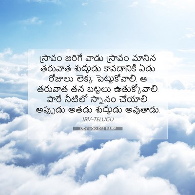 Picture 07 - లేవీకాండం 15:13 TELIRV - స్రావం జరిగే వాడు - Bible Verse Picture