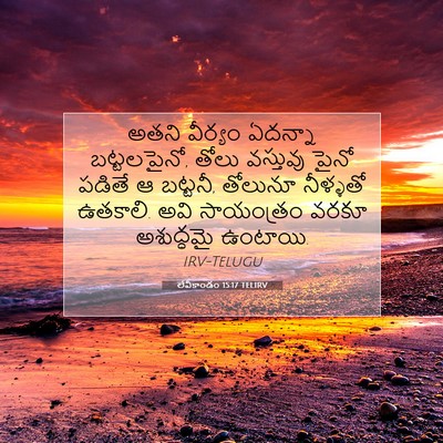 Picture 07 - లేవీకాండం 15:17 TELIRV - అతని వీర్యం - Bible Verse Picture