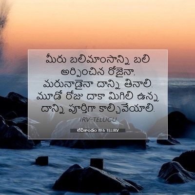 Picture 07 - లేవీకాండం 19:6 TELIRV - మీరు బలిమాంసాన్ని - Bible Verse Picture