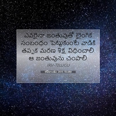 Picture 07 - లేవీకాండం 20:15 TELIRV - ఎవరైనా జంతువుతో - Bible Verse Picture