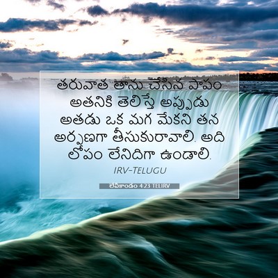 Picture 07 - లేవీకాండం 4:23 TELIRV - తరువాత తాను చేసిన - Bible Verse Picture
