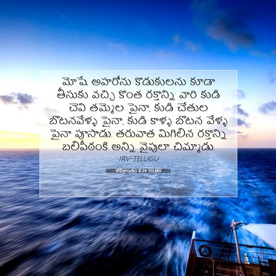 Picture 07 - లేవీకాండం 8:24 TELIRV - మోషే అహరోను - Bible Verse Picture
