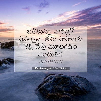Picture 07 - విలాపవాక్యాలు 3:39 TELIRV - బతికున్న - Bible Verse Picture
