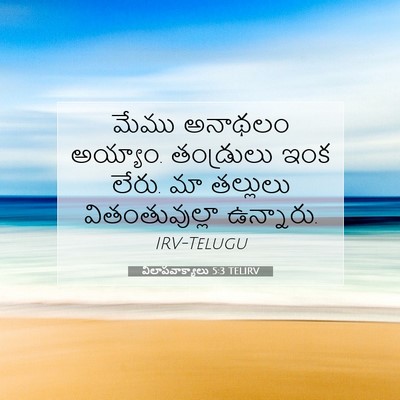 Picture 07 - విలాపవాక్యాలు 5:3 TELIRV - మేము అనాథలం - Bible Verse Picture