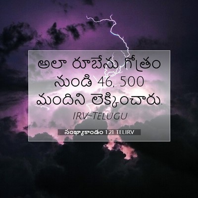 Picture 07 - సంఖ్యాకాండం 1:21 TELIRV - అలా రూబేను గోత్రం - Bible Verse Picture