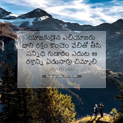 Picture 07 - సంఖ్యాకాండం 19:4 TELIRV - యాజకుడైన ఎలియాజరు - Bible Verse Picture