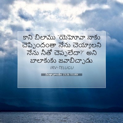 Picture 07 - సంఖ్యాకాండం 23:26 TELIRV - కాని బిలాము - Bible Verse Picture
