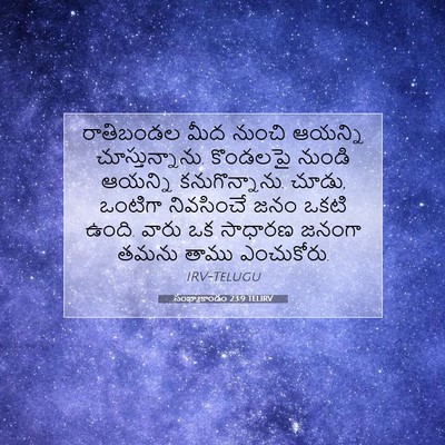 Picture 07 - సంఖ్యాకాండం 23:9 TELIRV - రాతిబండల మీద - Bible Verse Picture