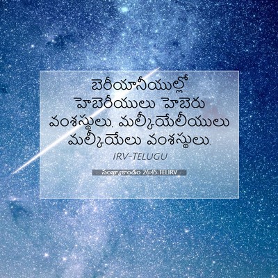 Picture 07 - సంఖ్యాకాండం 26:45 TELIRV - బెరీయానీయుల్లో - Bible Verse Picture