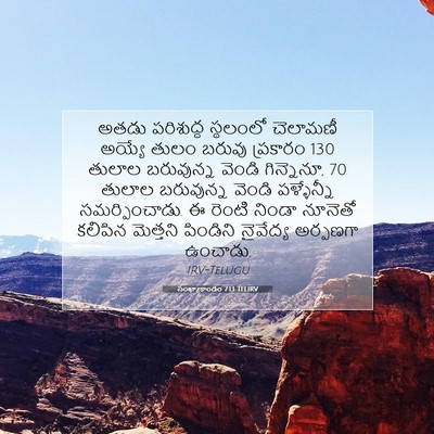Picture 07 - సంఖ్యాకాండం 7:13 TELIRV - అతడు పరిశుద్ధ - Bible Verse Picture
