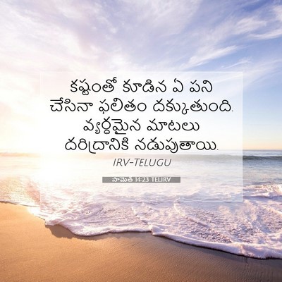 Picture 07 - సామెత 14:23 TELIRV - కష్టంతో కూడిన ఏ - Bible Verse Picture