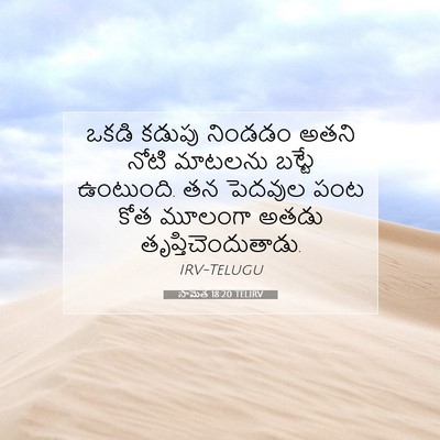 Picture 07 - సామెత 18:20 TELIRV - ఒకడి కడుపు నిండడం - Bible Verse Picture