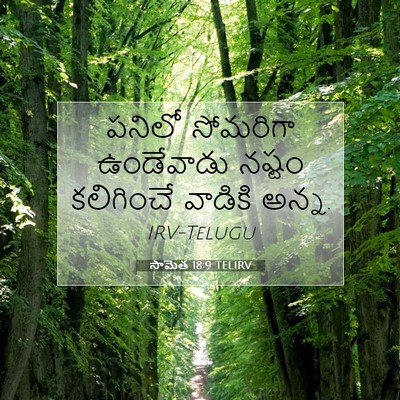 Picture 07 - సామెత 18:9 TELIRV - పనిలో సోమరిగా - Bible Verse Picture