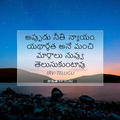 Picture 07 - సామెత 2:9 TELIRV - అప్పుడు నీతి, - Bible Verse Picture