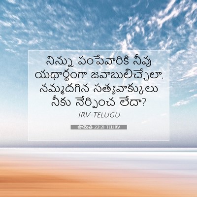 Picture 07 - సామెత 22:21 TELIRV - నిన్ను పంపేవారికి - Bible Verse Picture