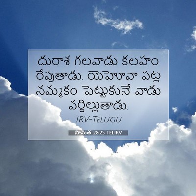 Picture 07 - సామెత 28:25 TELIRV - దురాశ గలవాడు కలహం - Bible Verse Picture