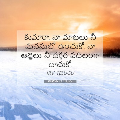 Picture 07 - సామెత 7:1 TELIRV - కుమారా, నా మాటలు నీ - Bible Verse Picture