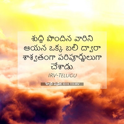 Picture 07 - హెబ్రీ పత్రిక 10:14 TELIRV - శుద్ధి పొందిన - Bible Verse Picture