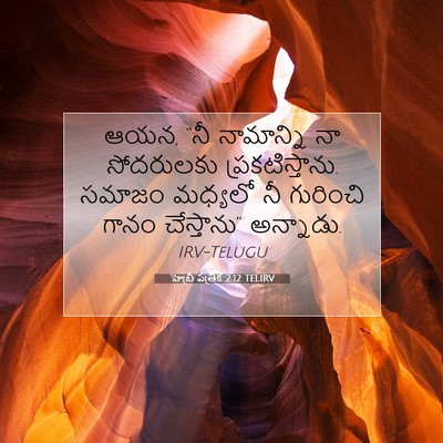 Picture 07 - హెబ్రీ పత్రిక 2:12 TELIRV - ఆయన, “నీ నామాన్ని - Bible Verse Picture