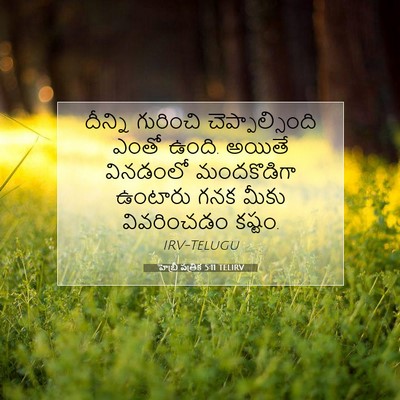 Picture 07 - హెబ్రీ పత్రిక 5:11 TELIRV - దీన్ని గురించి - Bible Verse Picture