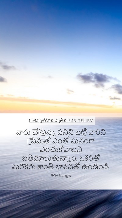 1 తెస్సలోనిక పత్రిక 5:13 TELIRV Bible Verse Image
