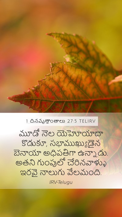 1 దినవృత్తాంతాలు 27:5 TELIRV Mobile Phone Wallpaper - మూడో నెల యెహోయాదా - Mobile Bible Verse Wallpaper
