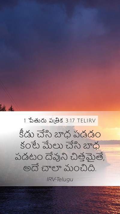1 పేతురు పత్రిక 3:17 TELIRV Mobile Phone Wallpaper - కీడు చేసి బాధ పడడం - Mobile Bible Verse Wallpaper