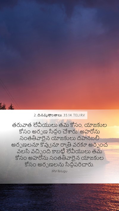 2 దినవృత్తాంతాలు 35:14 TELIRV Mobile Phone Wallpaper - తరువాత లేవీయులు - Mobile Bible Verse Wallpaper
