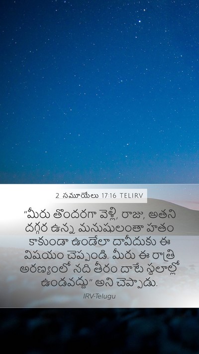 2 సమూయేలు 17:16 TELIRV Mobile Phone Wallpaper - “మీరు తొందరగా - Mobile Bible Verse Wallpaper