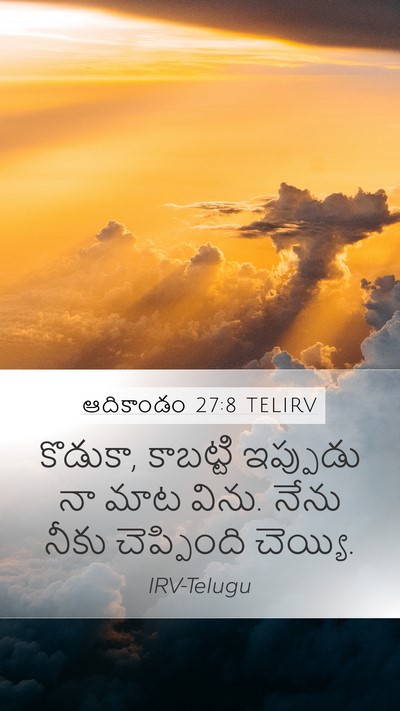 ఆదికాండం 27:8 TELIRV Mobile Phone Wallpaper - కొడుకా, కాబట్టి - Mobile Bible Verse Wallpaper