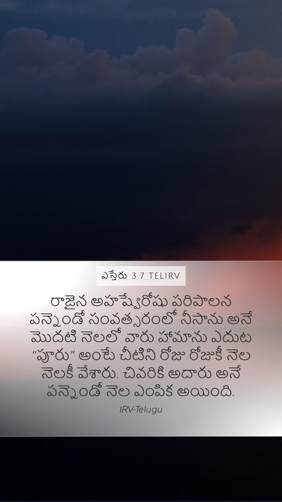 ఎస్తేరు 3:7 TELIRV Mobile Phone Wallpaper - రాజైన అహష్వేరోషు - Mobile Bible Verse Wallpaper
