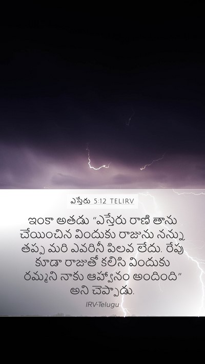 ఎస్తేరు 5:12 TELIRV Mobile Phone Wallpaper - ఇంకా అతడు - Mobile Bible Verse Wallpaper