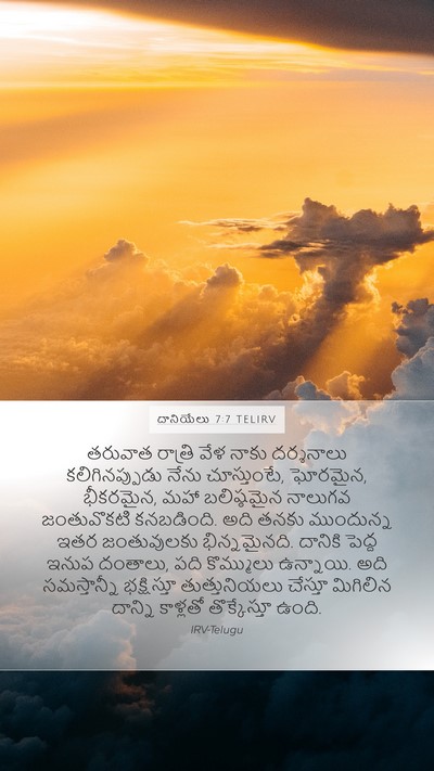దానియేలు 7:7 TELIRV Mobile Phone Wallpaper - తరువాత రాత్రి వేళ - Mobile Bible Verse Wallpaper