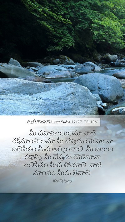 ద్వితీయోపదేశ కాండము 12:27 TELIRV Mobile Phone Wallpaper - మీ దహనబలులనూ వాటి - Mobile Bible Verse Wallpaper
